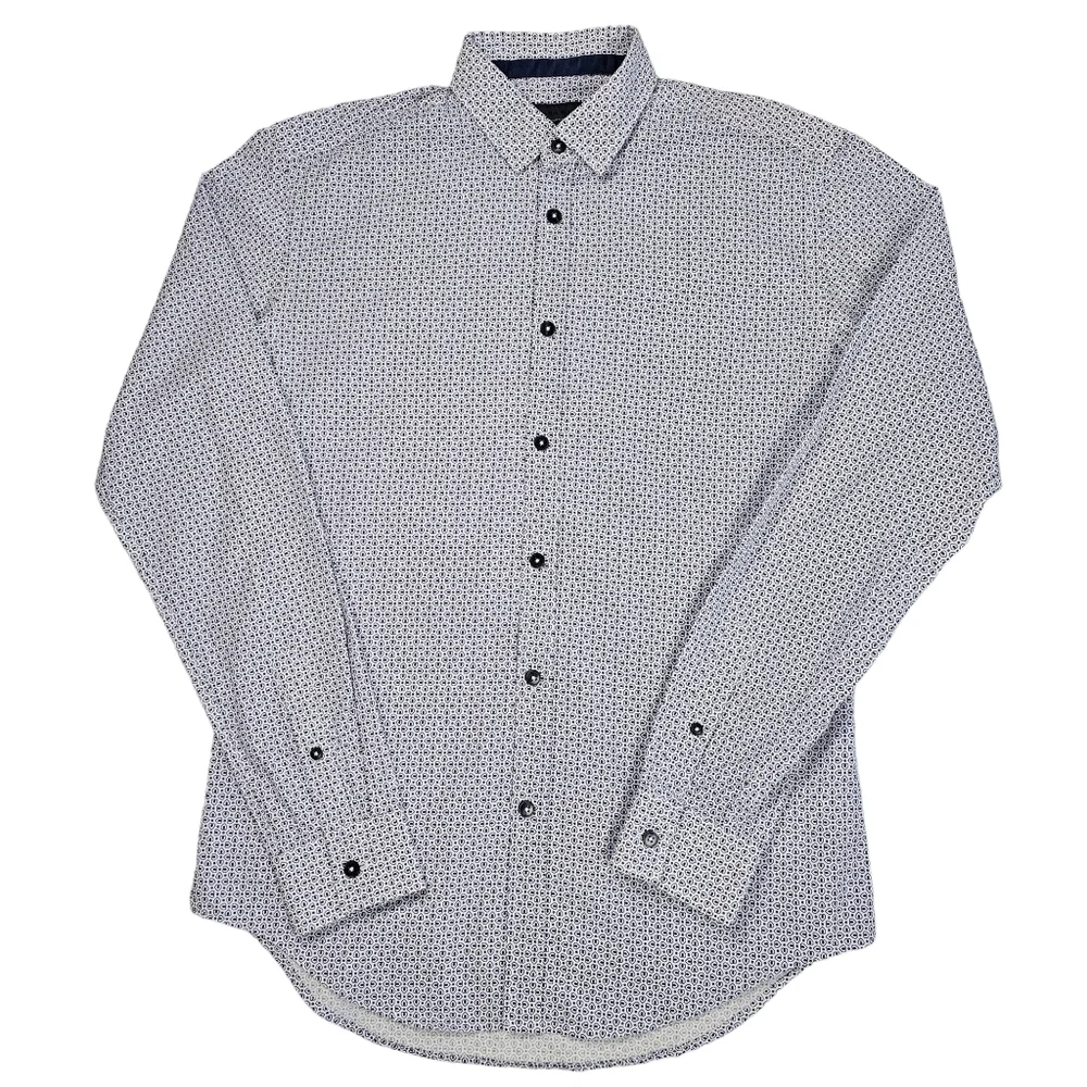 Zara Man Long Sleeve Slim Fit Button Down Shirt Blue White Men's Size Medium - Picture 2 of 15